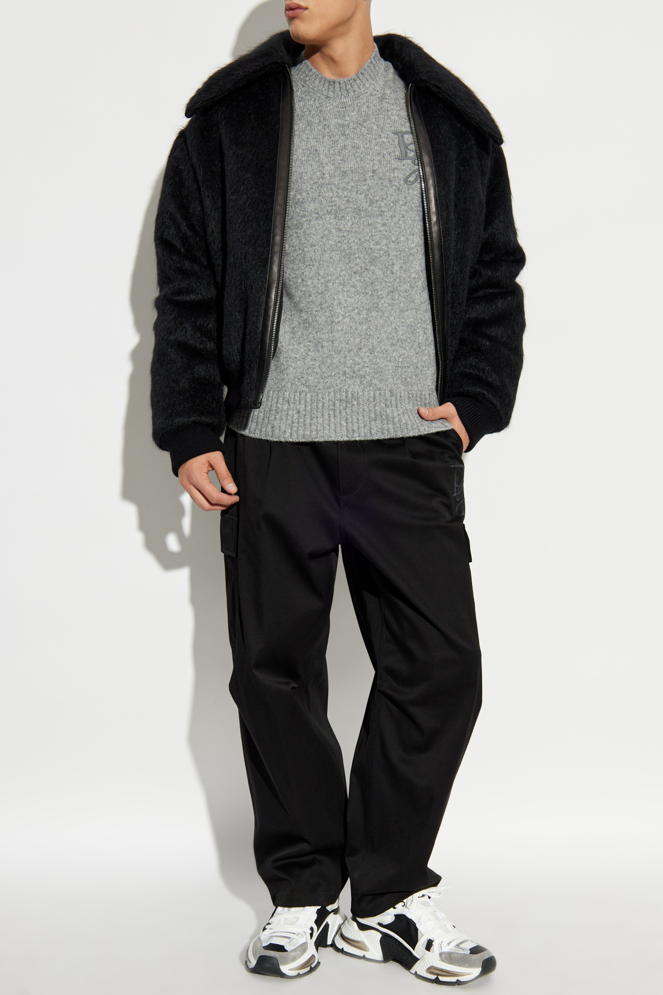 Grey Jumper with embroidered logo Dolce & Gabbana - Vitkac GB